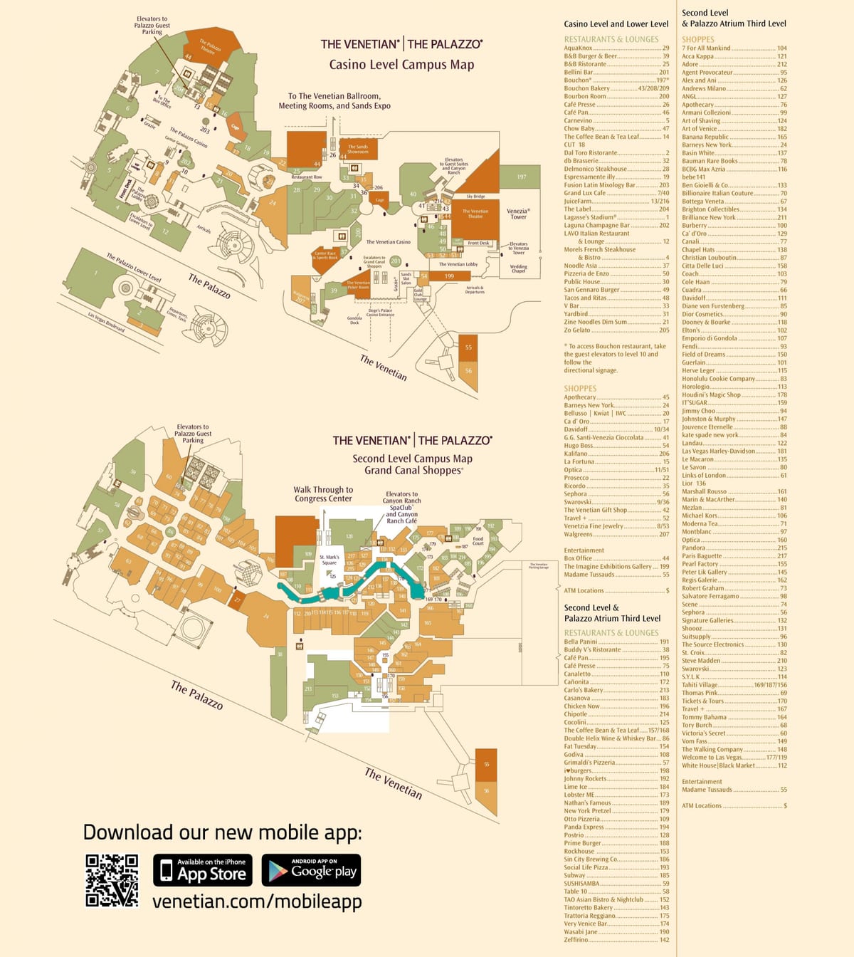 નકશો Venetian લાસ વેગાસ